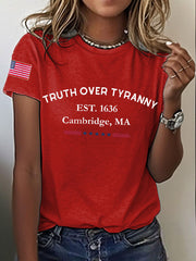 Women's 8647 FDT Truth Over Tyranny Harvard Printed T-Shirt