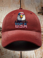 Unisex USA Flag Bald Eagle Print Hat
