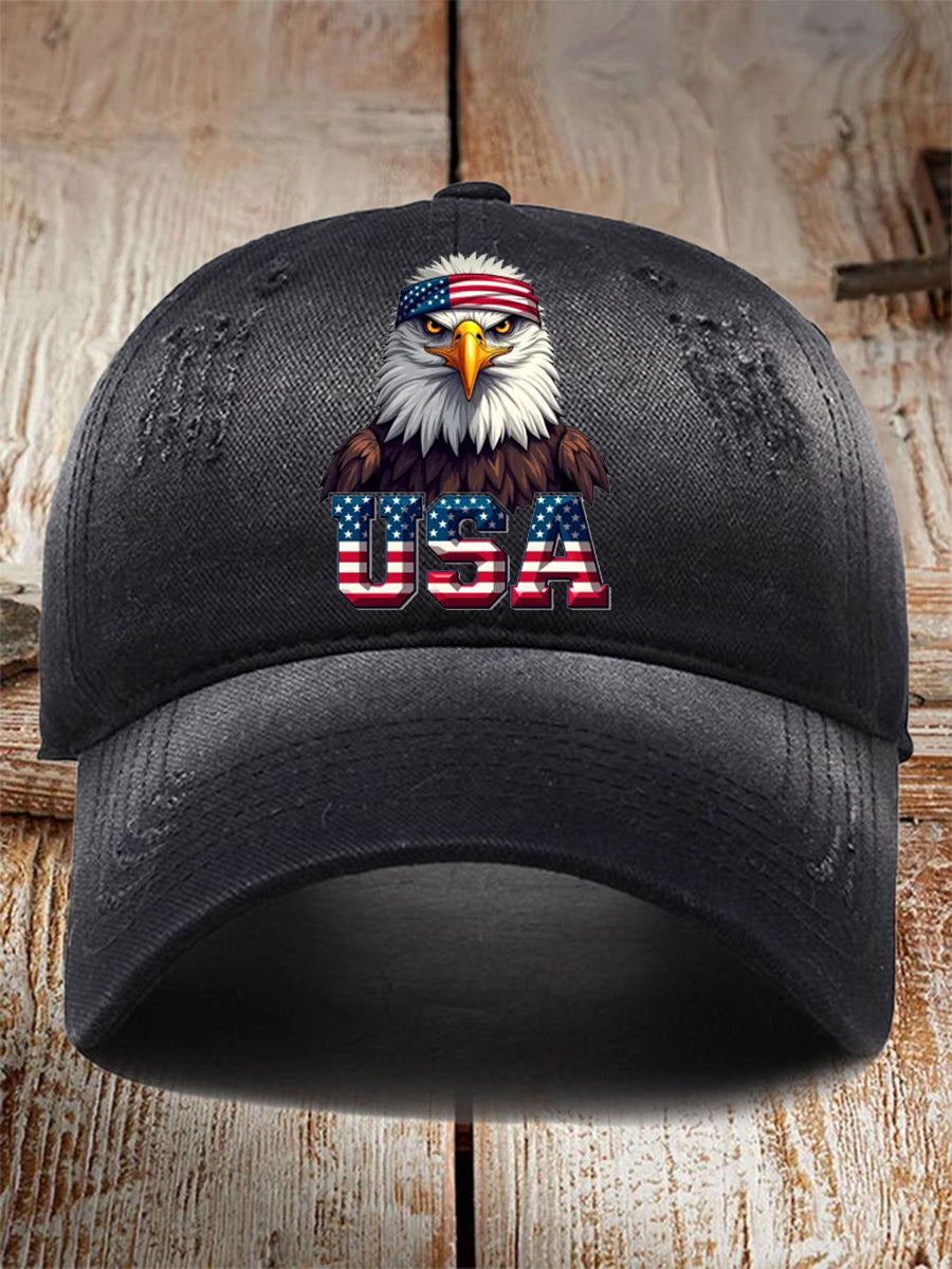Unisex USA Flag Bald Eagle Print Hat