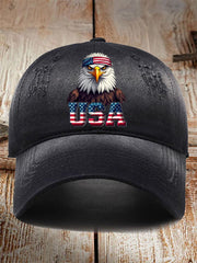 Unisex USA Flag Bald Eagle Print Hat