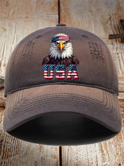 Unisex USA Flag Bald Eagle Print Hat