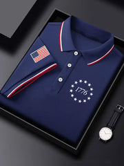 Men's Independence Day USA Flag 1776 Print Casual Top
