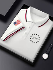 Men's Independence Day USA Flag 1776 Print Casual Top