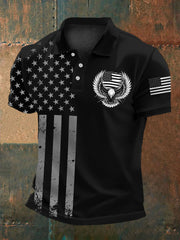 Men's Independence Day USA Flag Bald Eagle Print Casual Top
