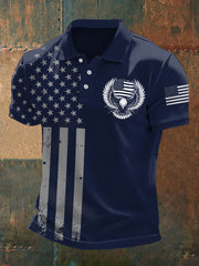 Men's Independence Day USA Flag Bald Eagle Print Casual Top