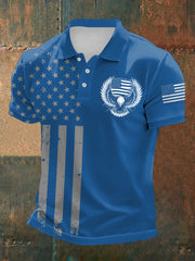 Men's Independence Day USA Flag Bald Eagle Print Casual Top