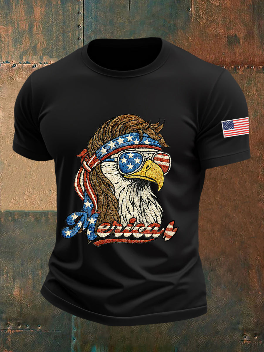 Men's Funny Fourth of July  Funny Eagle Short Sleeve T-shirt