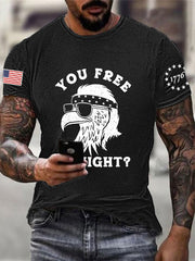 Men's Funny Fourth of July  Funny Eagle You Free Tonight  Short Sleeve T-shirt