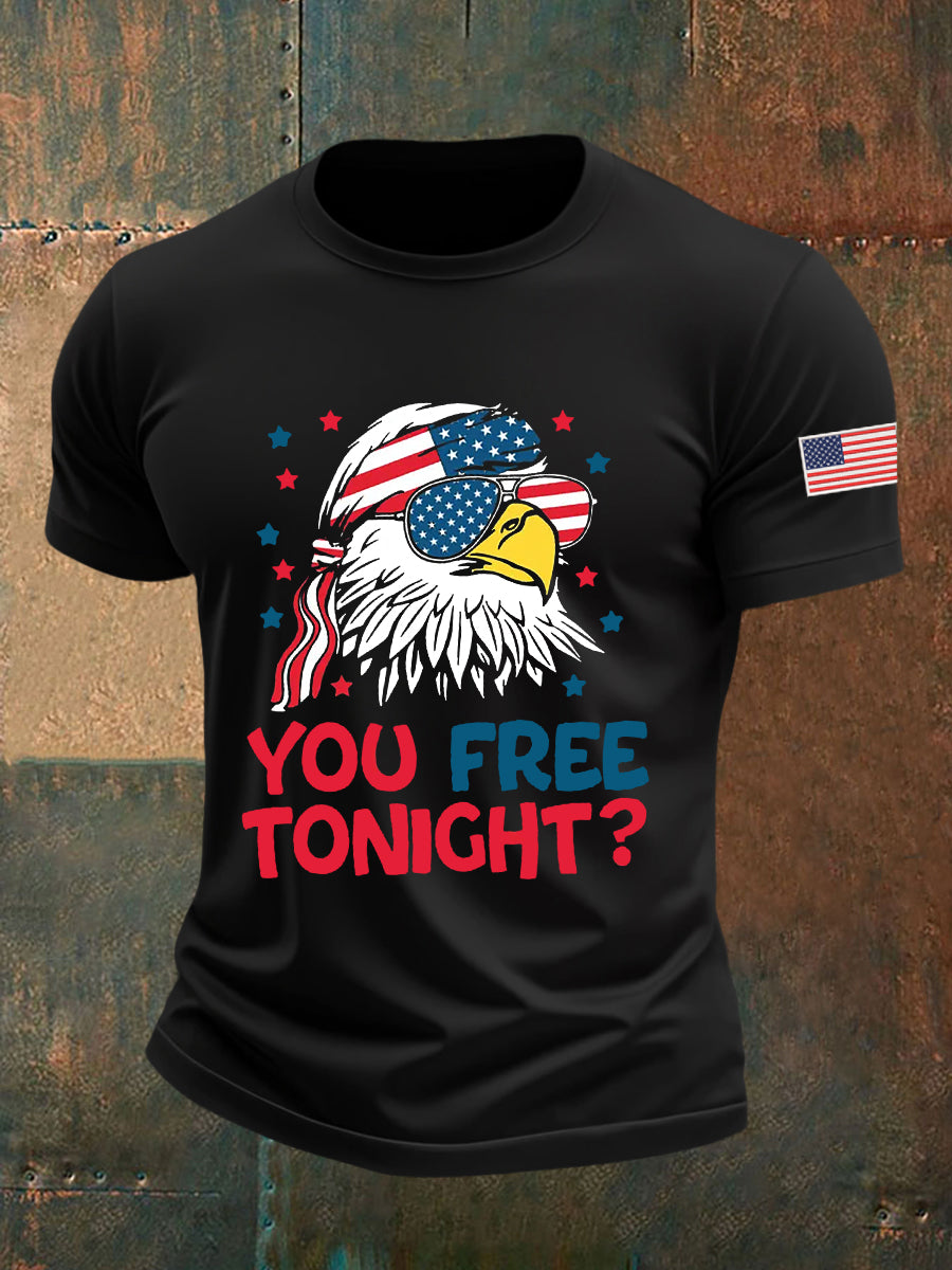 Men's Funny Fourth of July  Funny Eagle You Free Tonight  Short Sleeve T-shirt