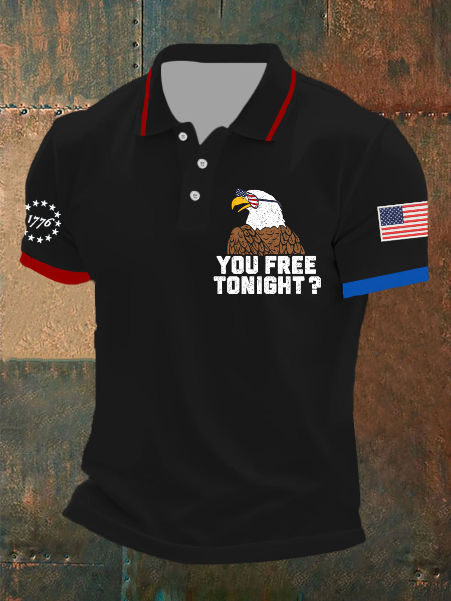 Men's Funny Fourth of July  Funny Eagle You Free Tonight  Short Sleeve Top
