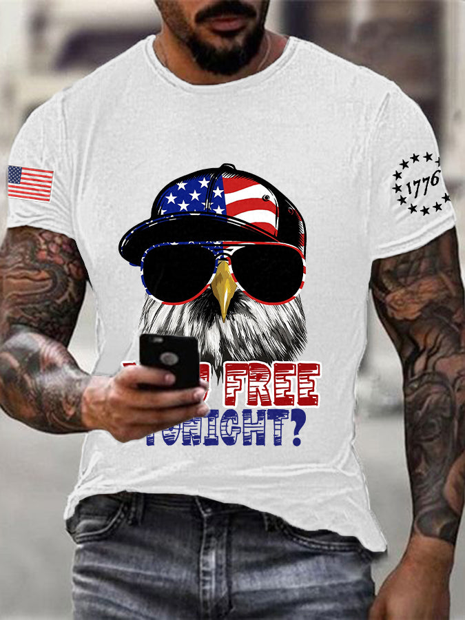 Men's Funny Fourth of July  Funny Eagle You Free Tonight  Short Sleeve T-shirt