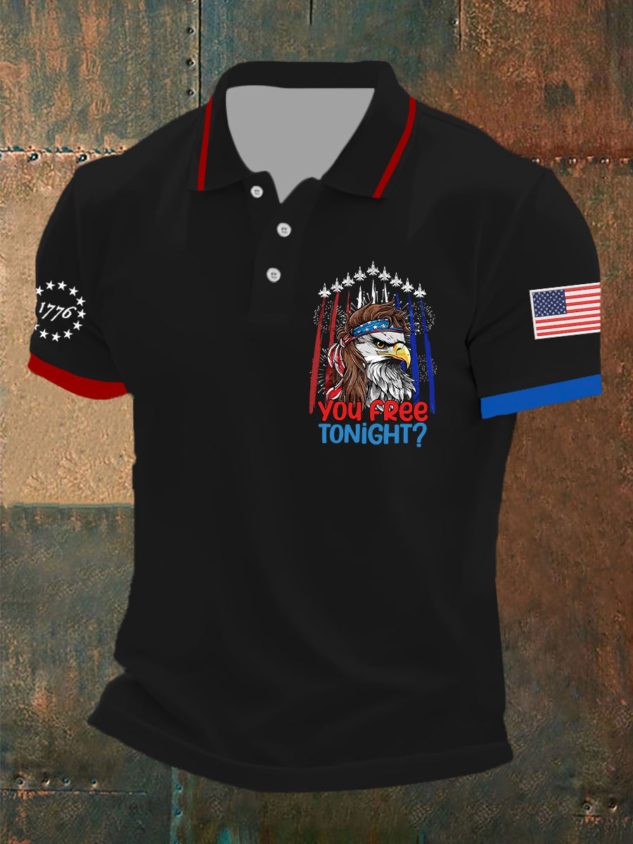 Men's Funny Fourth of July  Funny Eagle You Free Tonight  Short Sleeve Top