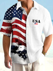 Men's Independence Day USA Flag Print Casual Shirt