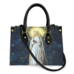 Women's Faith Virgin Mary Leather Tote Shoulder Bag