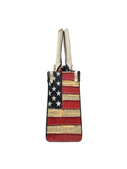 Women's American Flag We The People Leather Tote Shoulder Bag