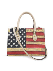 Women's American Flag We The People Leather Tote Shoulder Bag