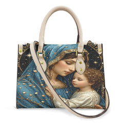 Women's Faith Virgin Mary Leather Tote Shoulder Bag