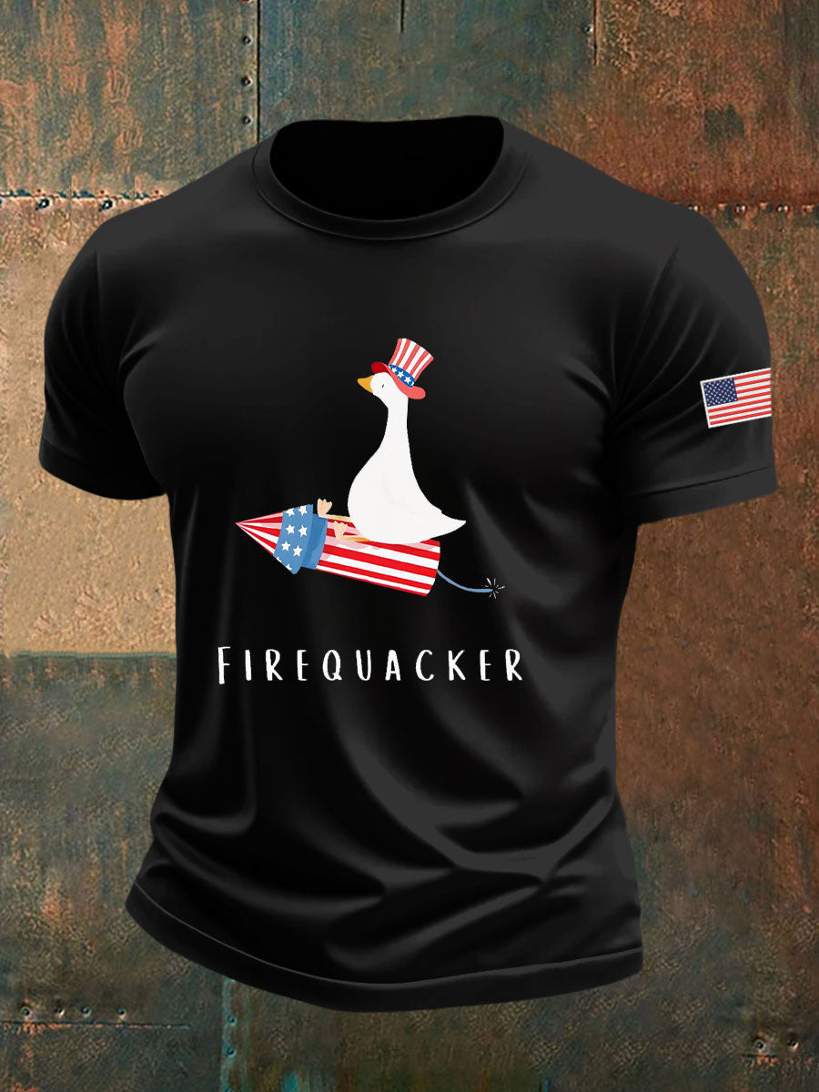 Men's Firequacker Goose Printed Casual T-Shirt