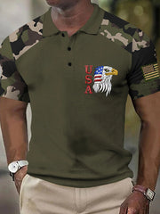 Men's Independence Day American Flag Embroidered Patch Top