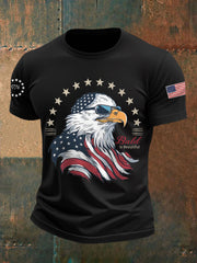Men's Independence Day Bald Is Beautiful USA Flag Print Casual Tee
