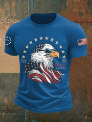 Men's Independence Day Bald Is Beautiful USA Flag Print Casual Tee