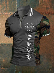 Men's American Flag Zip-Up T-Shirt
