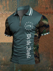 Men's American Flag Zip-Up T-Shirt