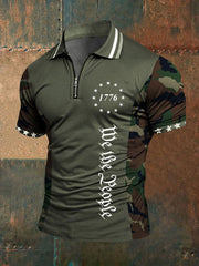 Men's American Flag Zip-Up T-Shirt