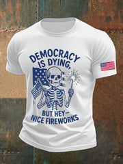 Men's 8647 FDT 4th of July Democracy Is Dying Printed T-shirt