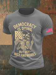 Men's 8647 FDT 4th of July Democracy Is Dying Printed T-shirt