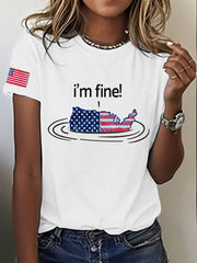 Women's 8647 FDT 4th of July I'm Fine Printed T-shirt