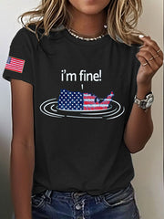 Women's 8647 FDT 4th of July I'm Fine Printed T-shirt