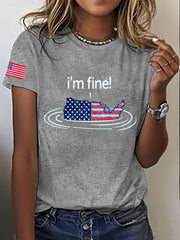 Women's 8647 FDT 4th of July I'm Fine Printed T-shirt