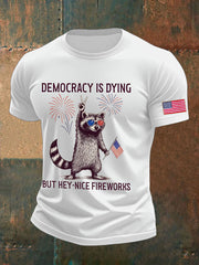 Men's 8647 FDT 4th of July Democracy Is Dying Printed T-shirt