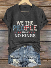 Women's We The People Serve No Kings Printed V-neck Tshirt