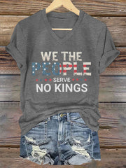 Women's We The People Serve No Kings Printed V-neck Tshirt