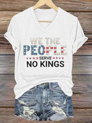 Women's We The People Serve No Kings Printed V-neck Tshirt