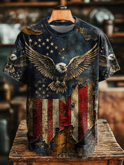 Men's American Flag Eagle Print Casual T-Shirt