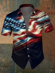 Men's Independence Day USA Flag Print Casual Shirt