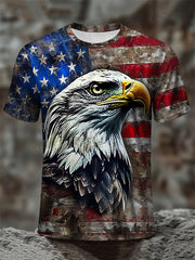 Men's American Flag Eagle Print Casual T-Shirt