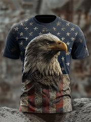 Men's American Flag Eagle Print Casual T-Shirt