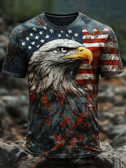 Men's American Flag Eagle Print Casual T-Shirt