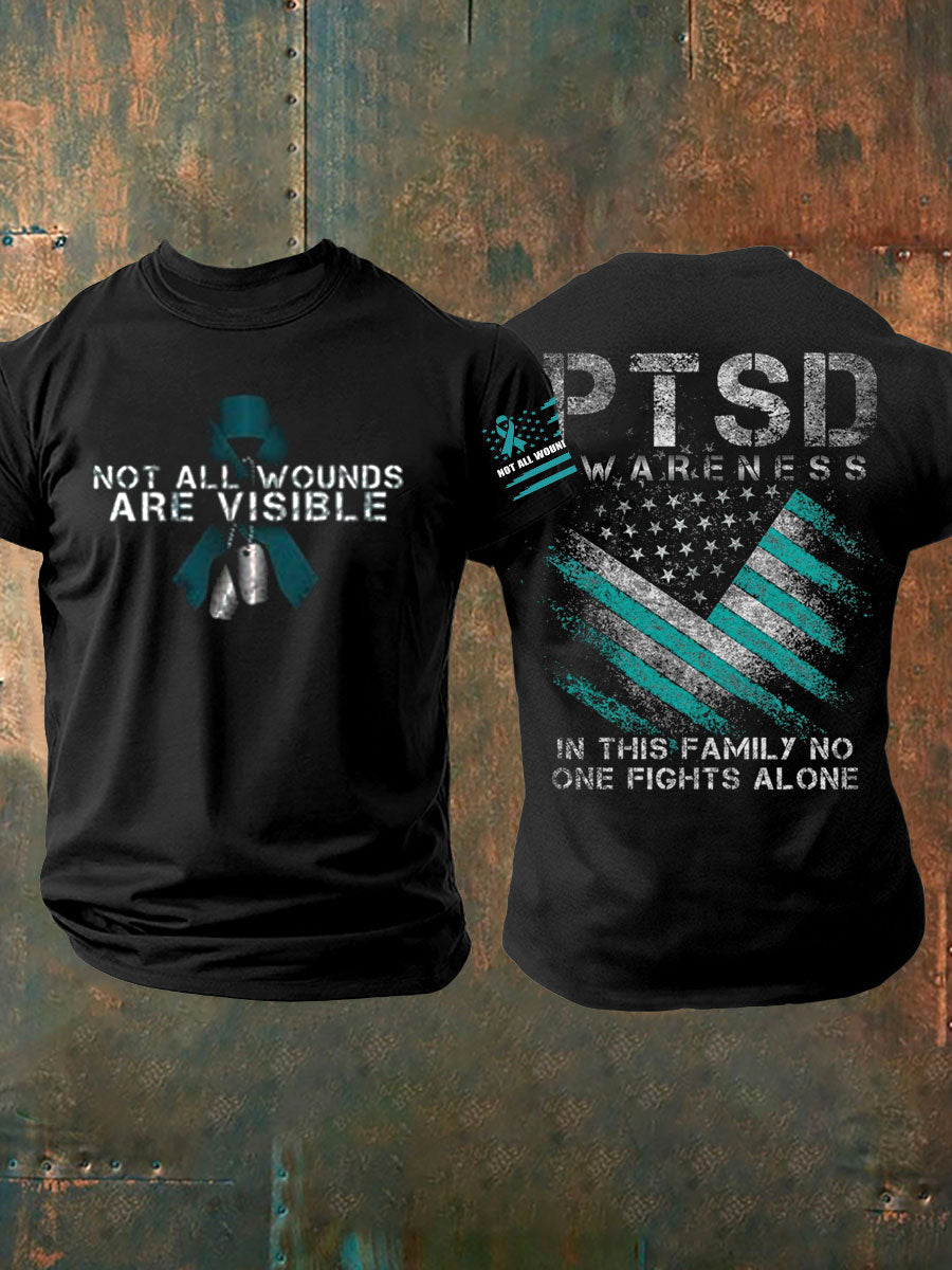 Men's PTSD Awareness Veteran Printed T-shirt