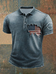 Men's Independence Day Denim Print Flag T-shirt