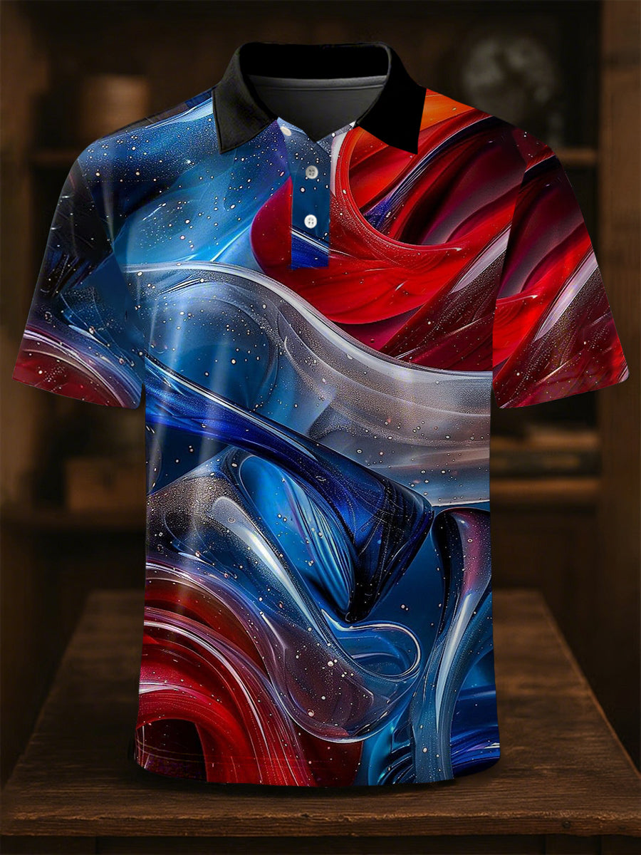 Men's Independence Day Flag Print Short Sleeve Shirt