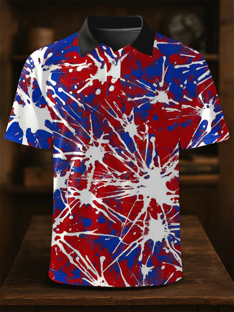 Men's Independence Day Flag Print Short Sleeve Shirt