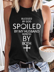Women's Blessed By God Spoiled By My Husband Protected By Both Casual Vest