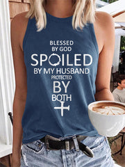 Women's Blessed By God Spoiled By My Husband Protected By Both Casual Vest