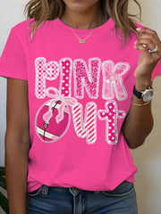 Women's Breast Cancer Awareness Pink Out Print T-Shirt