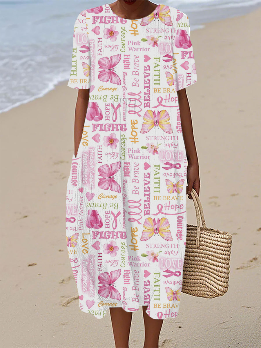 Women's Breast Cancer Awareness Fight Print Dress
